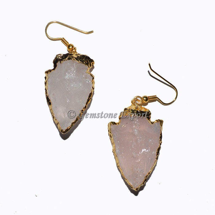 Rose Quartz Arrowheads Earrings