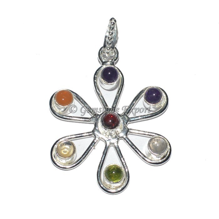 Flower Of Life Seven Chakra Pendant