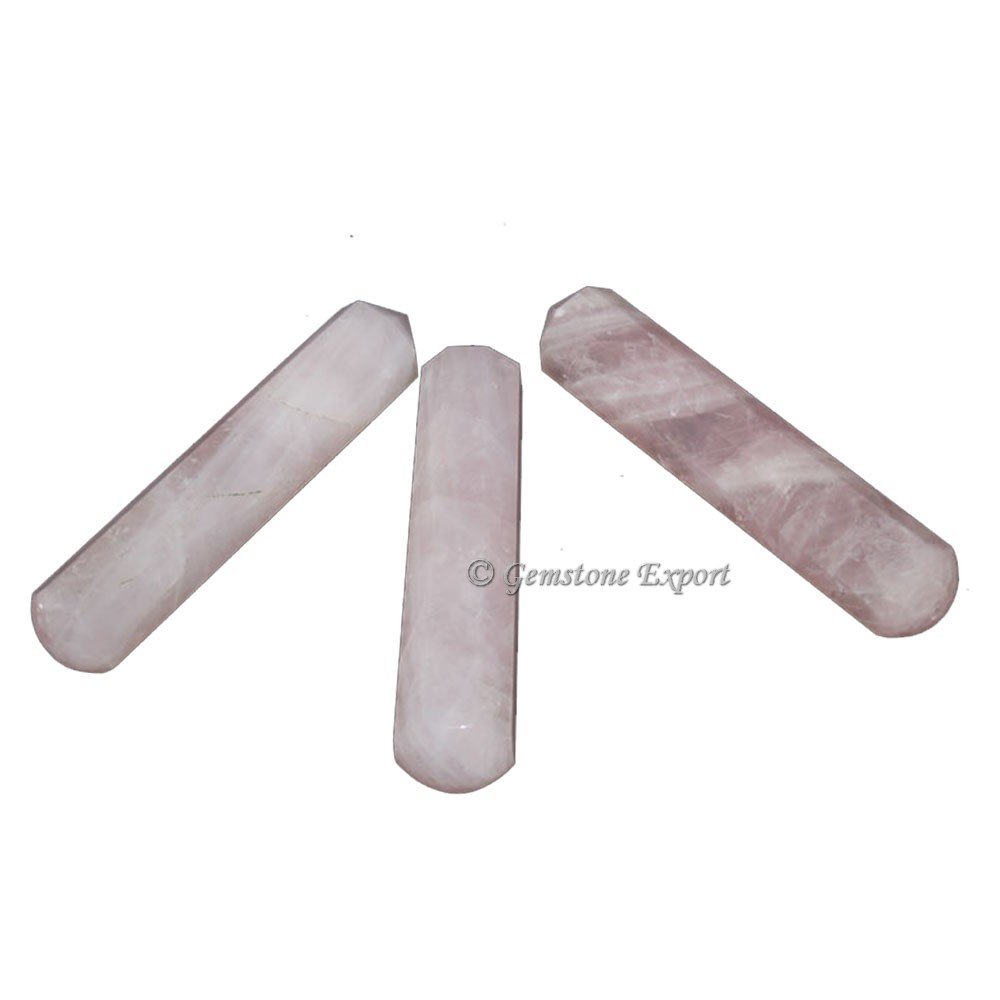 Rose Quartz 12 Faceted Healing WandsMassage Wands