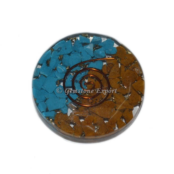 Yellow Jasper & Turquoise Orgone Disc Cab
