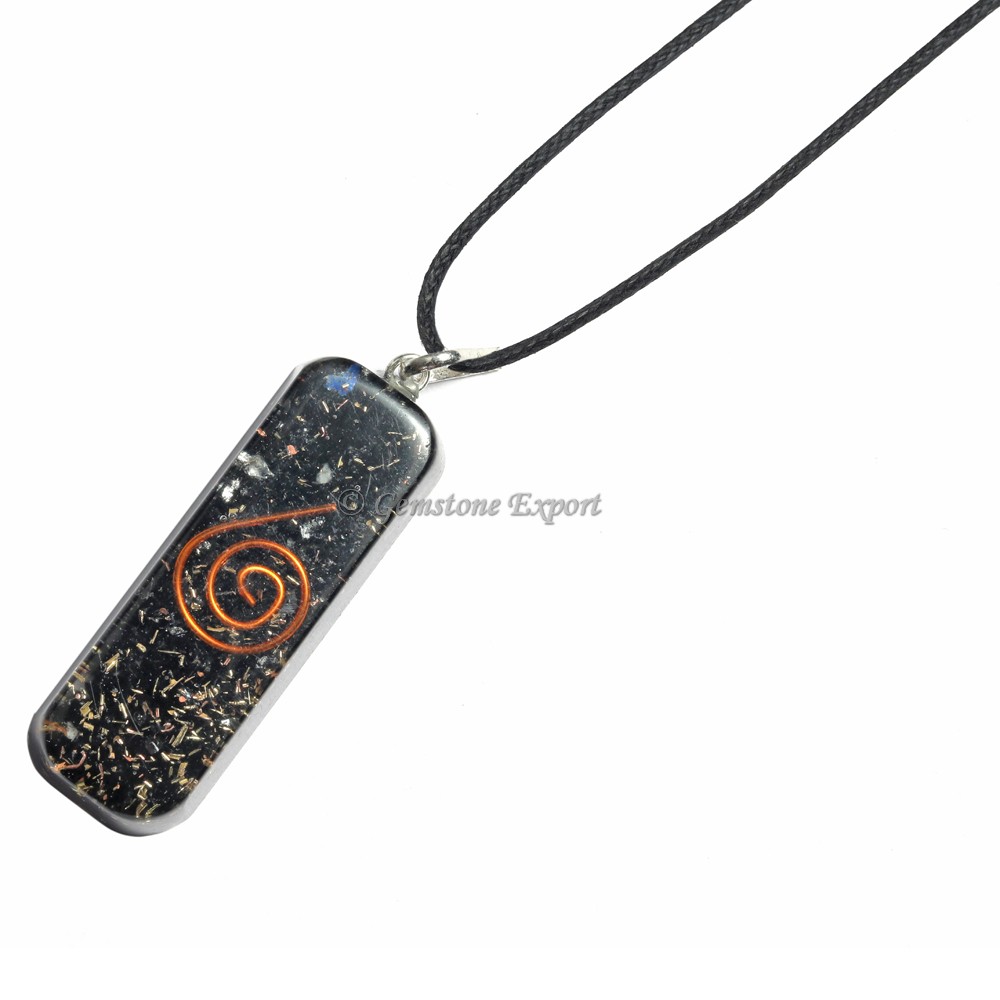 Black Tormaline Tube orgone Pendant