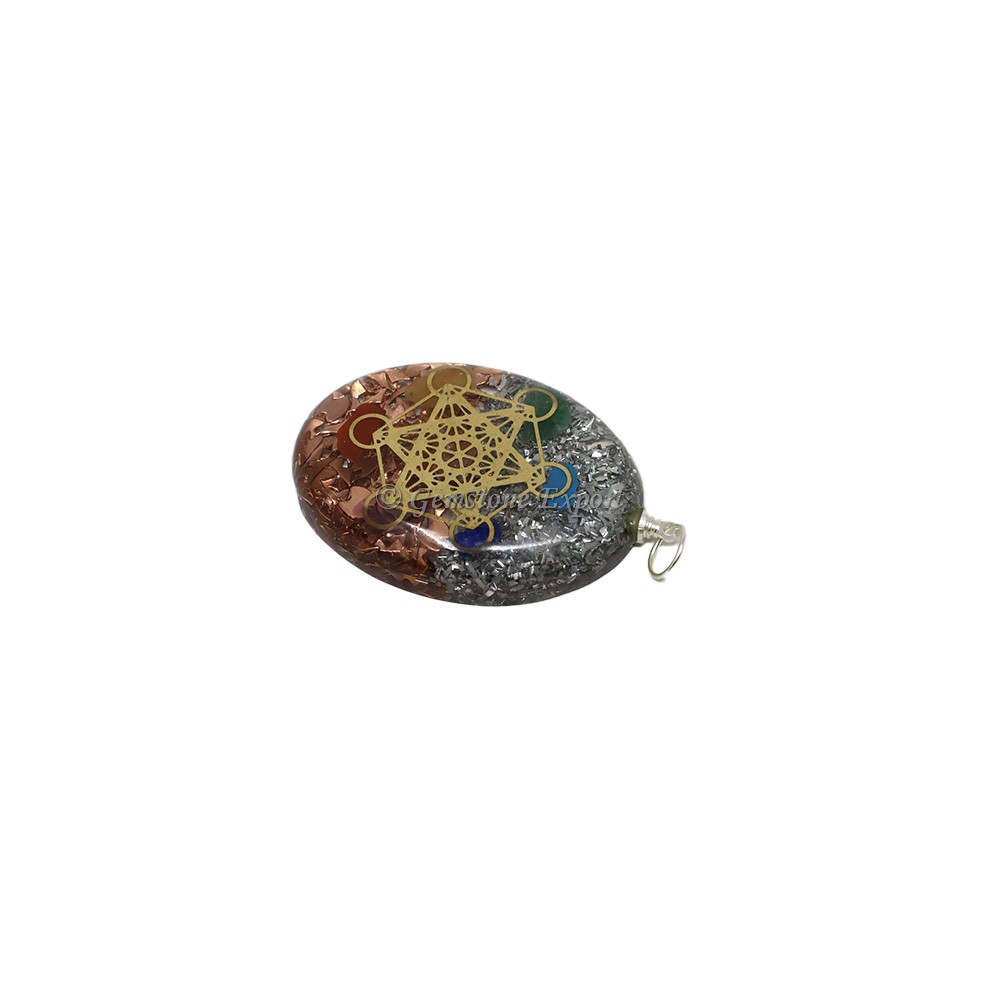 Seven Chakra with Brass Fillings Metatron`s Cube Orgone Pendant