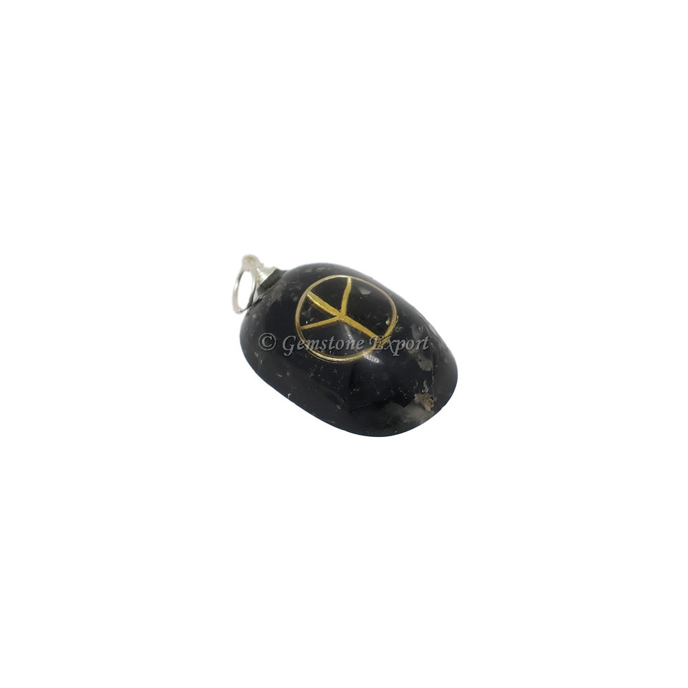 Black Tourmaline with Runic Symbol Orgone Pendant