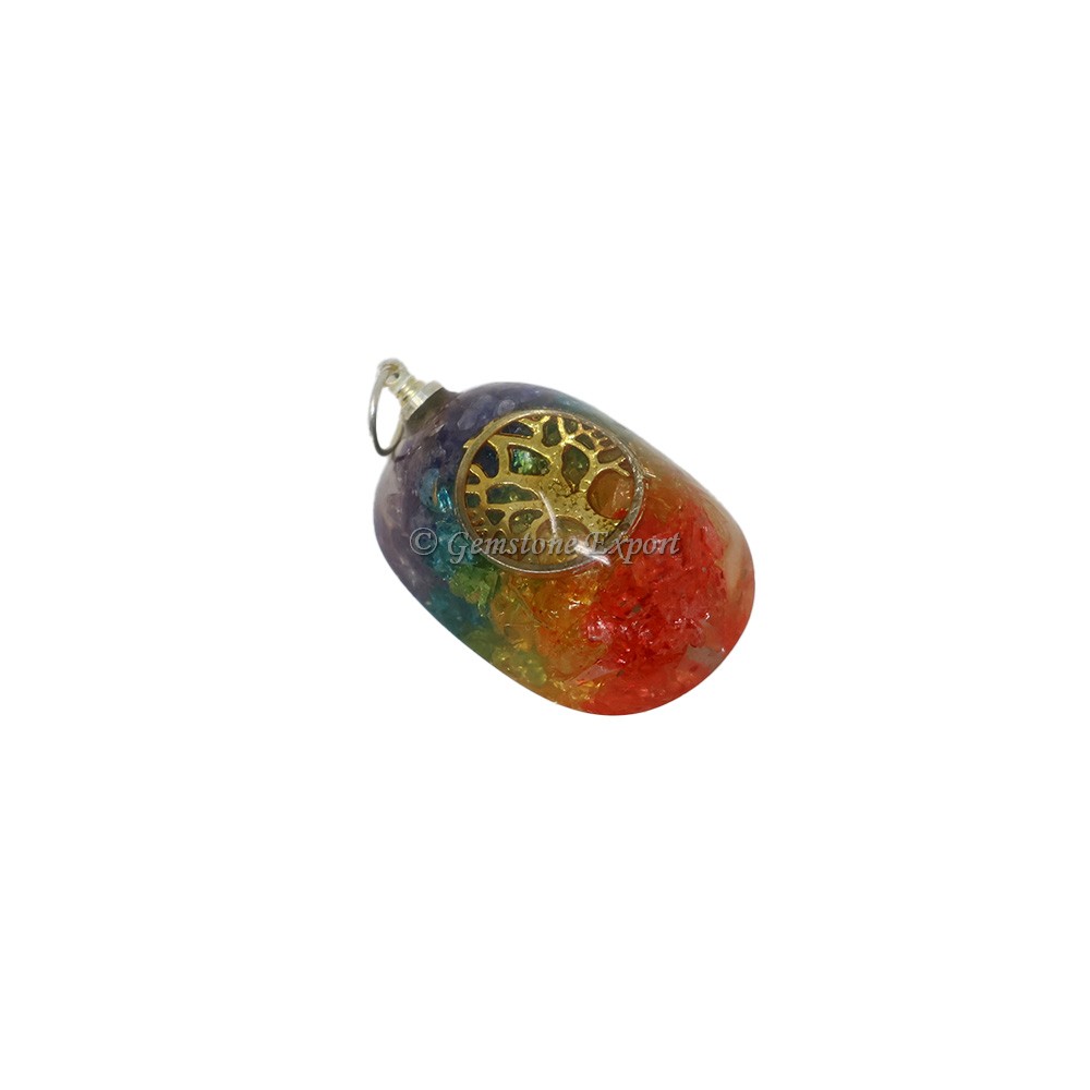 Dyed Seven Chakra with Tree of Life Orgone Pendant