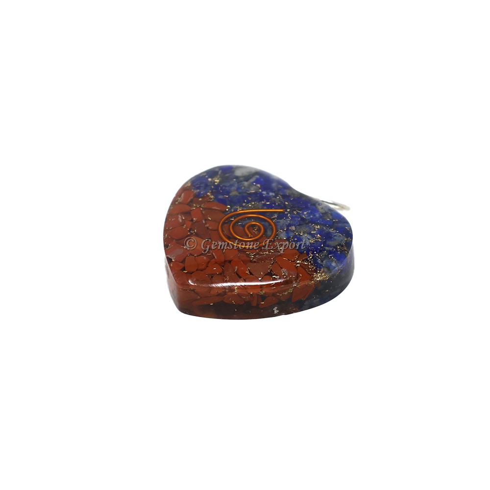 Red Jasper and Lapis Lazuli Heart Shaped Pendant