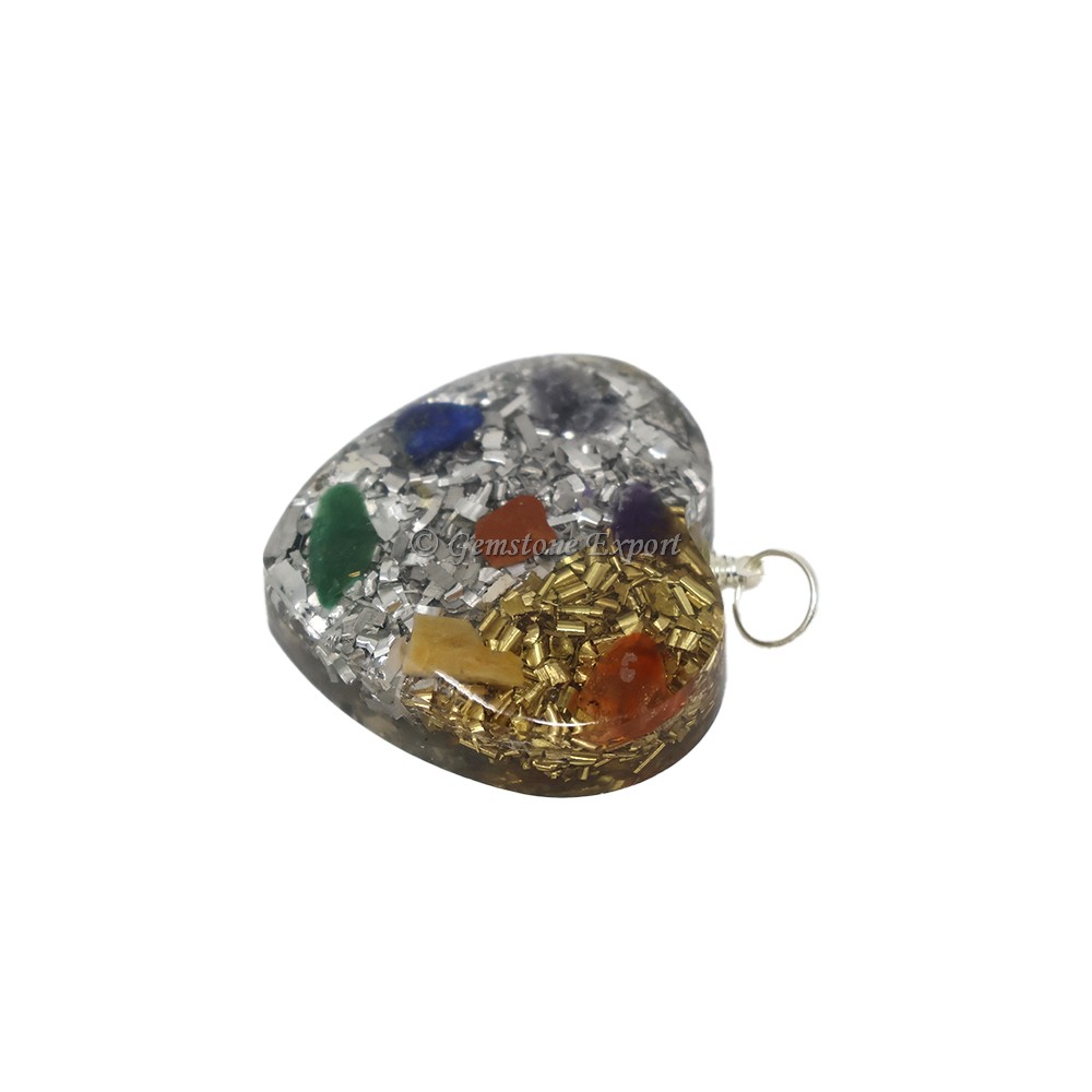 Seven Chakra Brass Heart Shaped Pendant