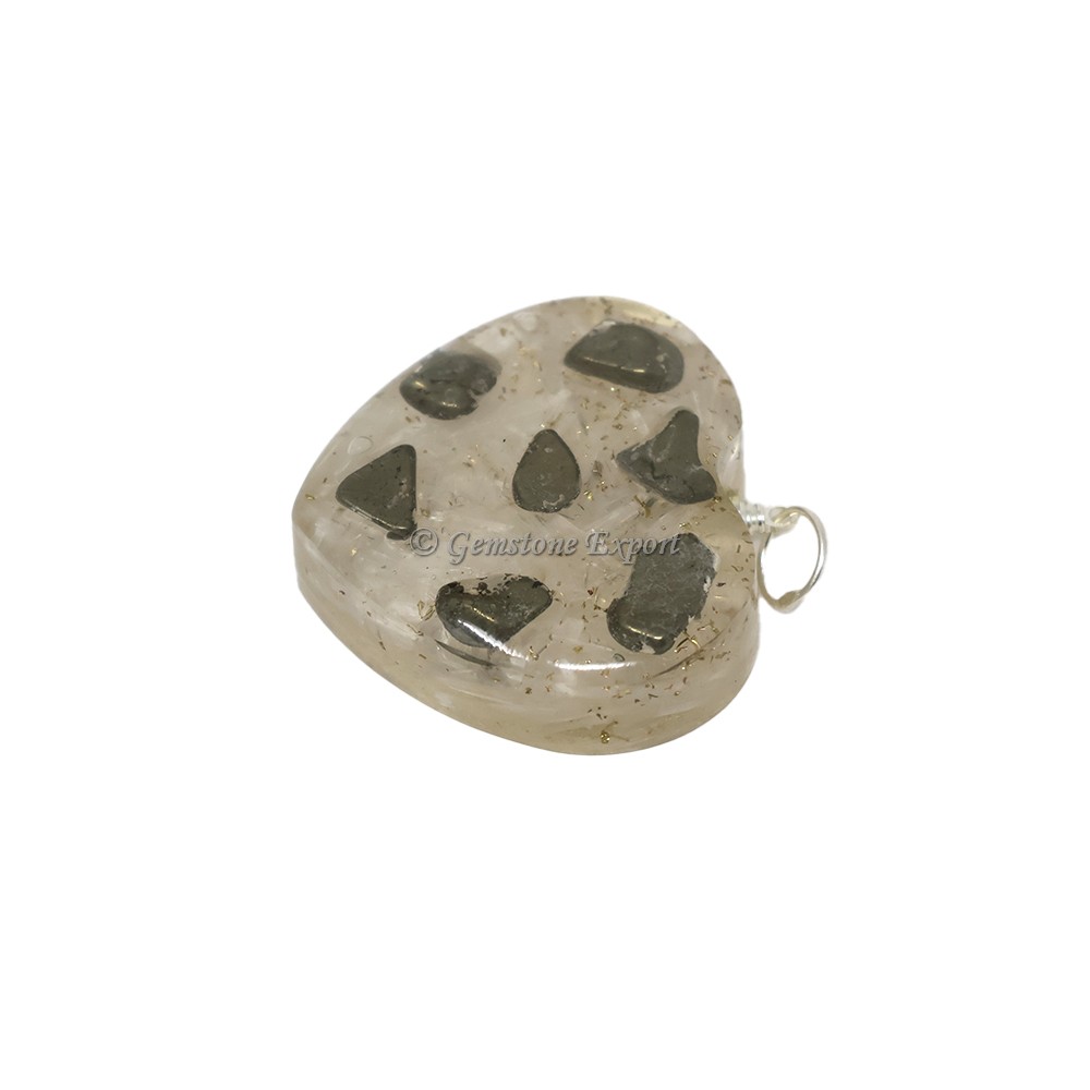 Selenite and Pyrite Heart Shaped Pendant