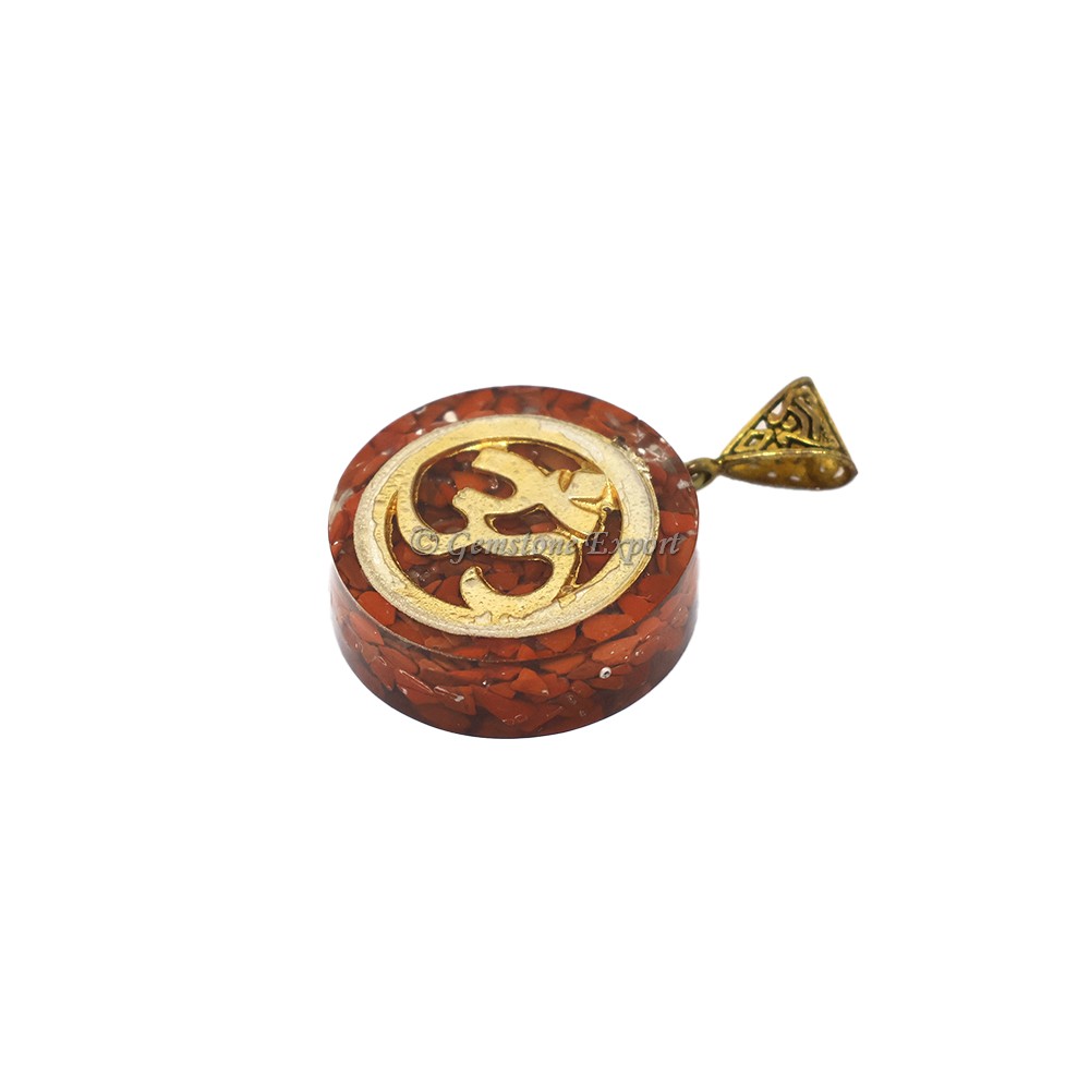 Red Jasper with Big Om Symbol Orgone Pendant