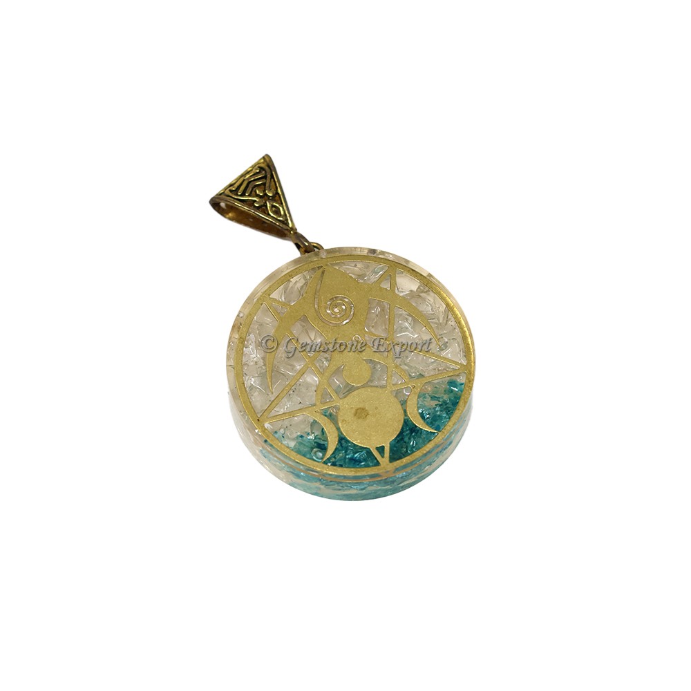 Crystal and Dyed Blue Crystal with Triple Goddess Orgone Pendant