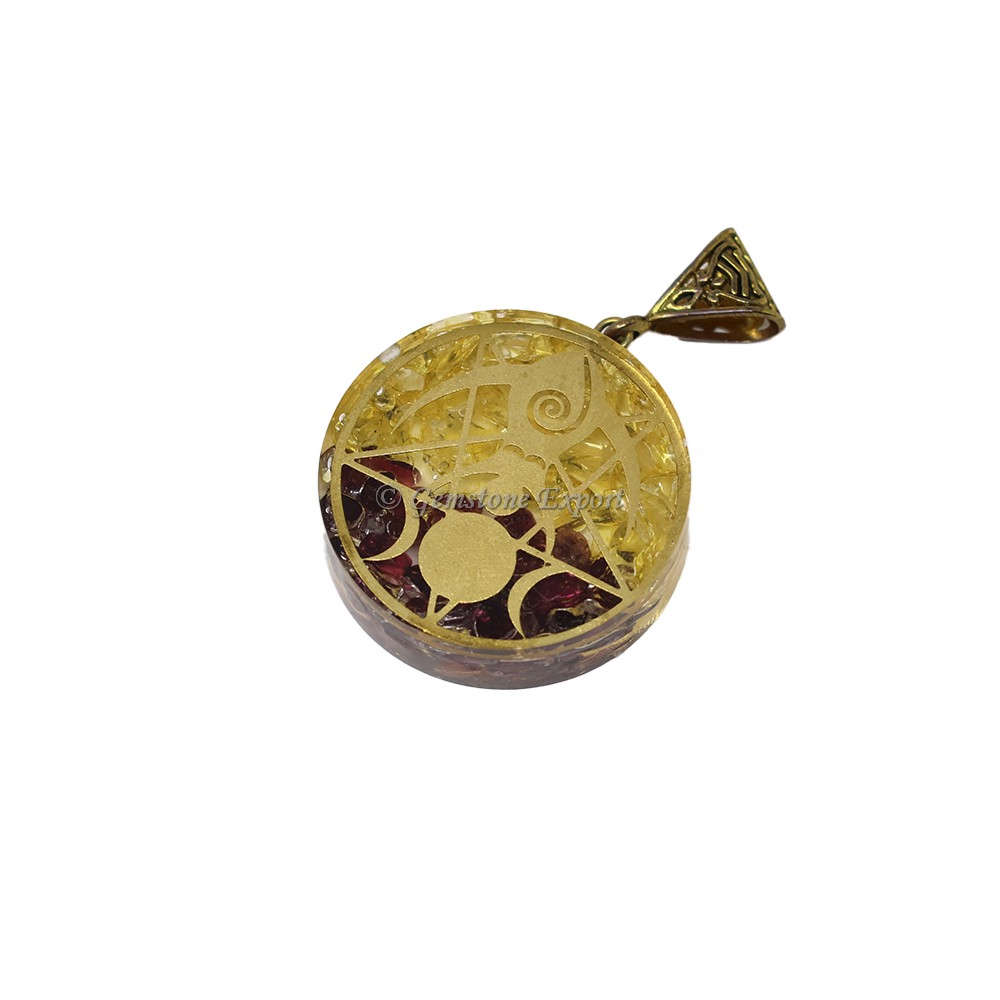 Citrine and Garnet with Triple Goddess Orgone Pendant