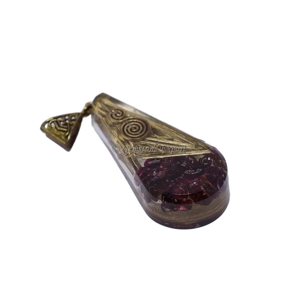 Garnet Pear Shaped Orgone Pendant
