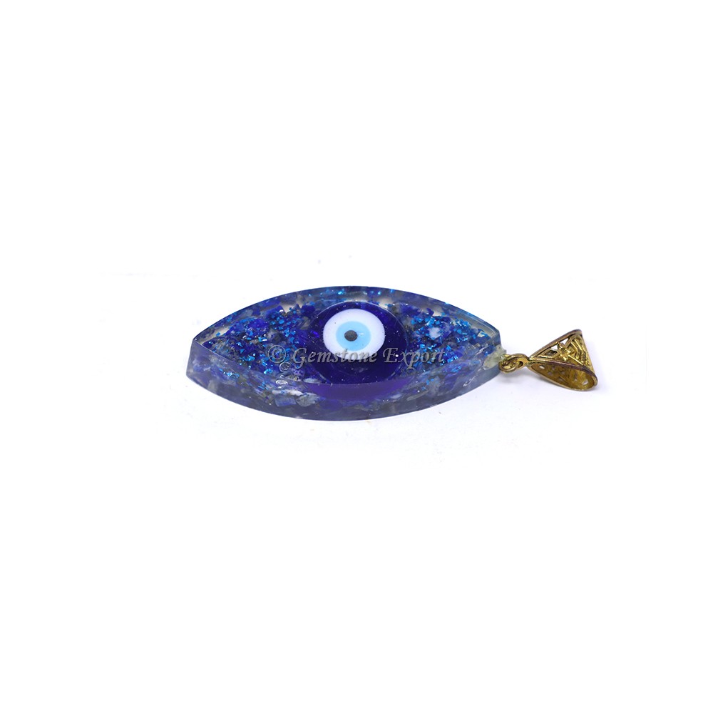 Lapiz Lazuli with Evil Eye Marquise Shaped Orgone Pendant