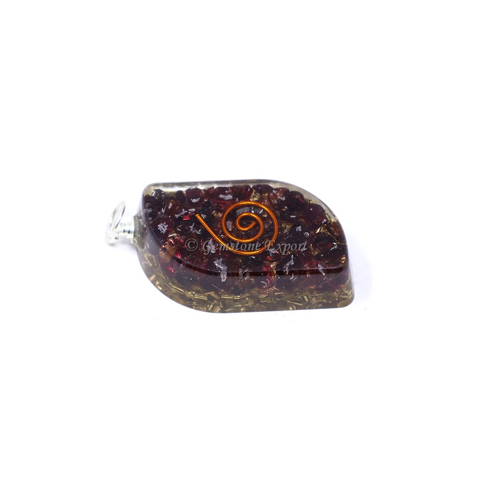 Garnet with Copper Coil Gold Fillings Orgone Pendant