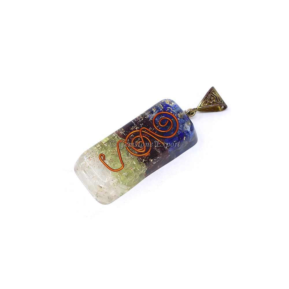 Crystal Quartz, Phrenite, Garnet and Lapiz Lazuli Orgone Bar Pendant