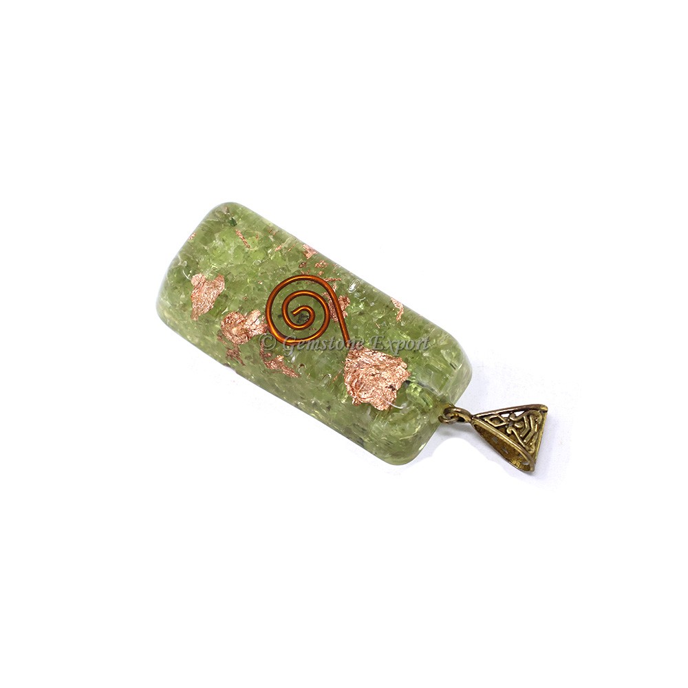 Green Aventurine with Copper Coil Orgone Bar Pendant