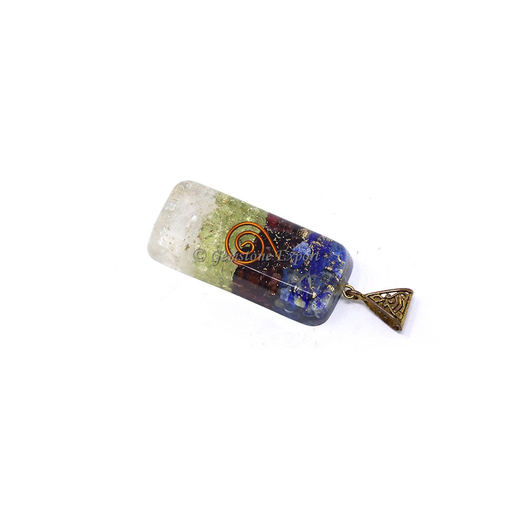 Lapiz Lazuli, Garnet, Green Aventurine and Crystal Quartz Bar Pendant
