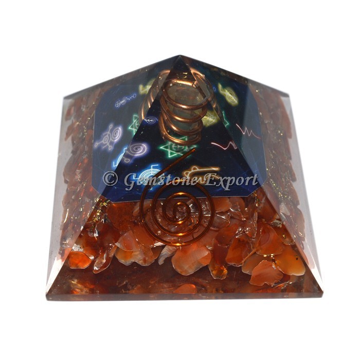 Carnelian With Reiki Symbols Orgonite Pyramid
