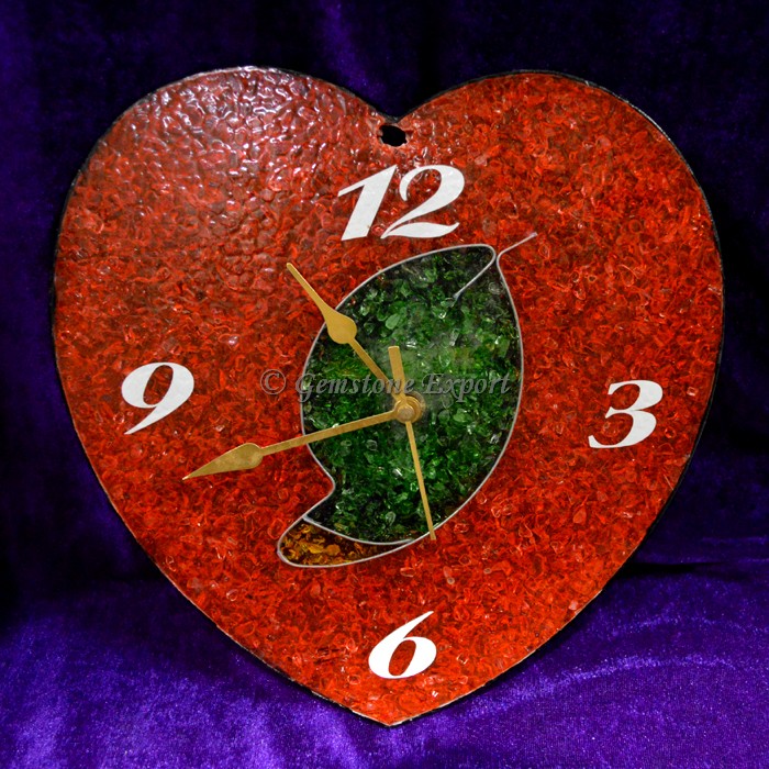 Orgone Red Carnelian Heart Shape Clock