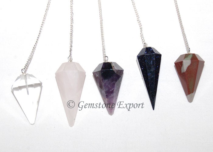 Mix Gemstone 6 Faceted Pendulums