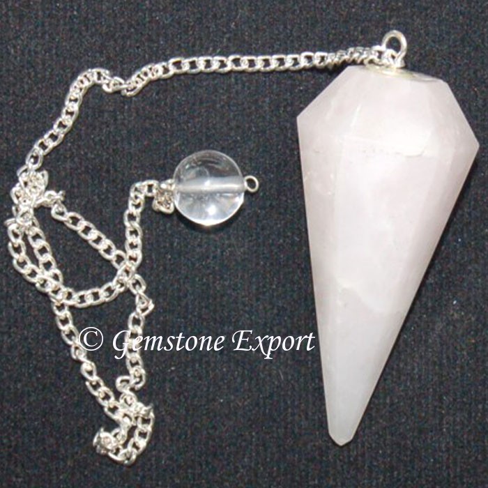 Rose Quartz 6 Faceted Pendulums