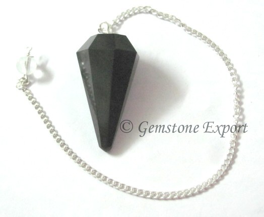 Black Agate 6 Faceted Pendulums