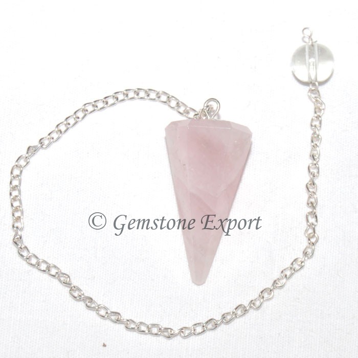 Rose Quartz 6 Faceted Pendulums