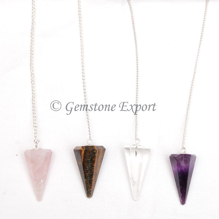 Mix Gemstone 6 Faceted Cone Pendulums
