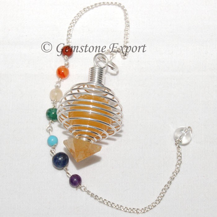 Golden Quartz Cage Chakra Pendulums