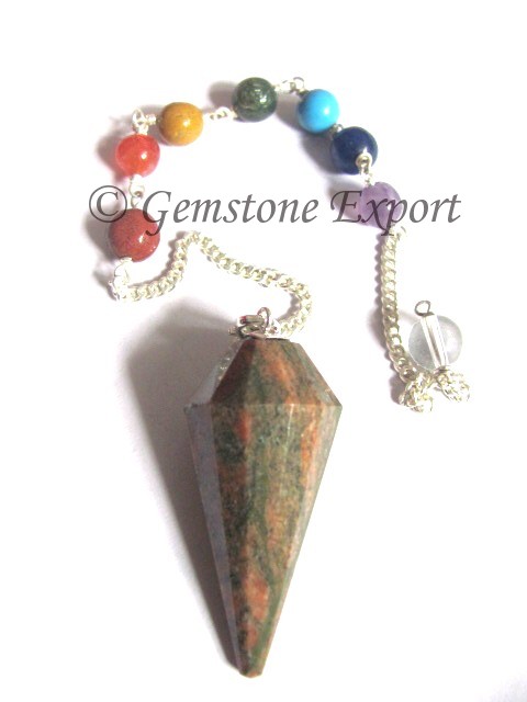 Unakite 12 Faceted Chakra Pendulums