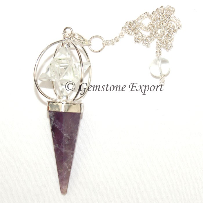Amethyst Merkaba Star Pendulums