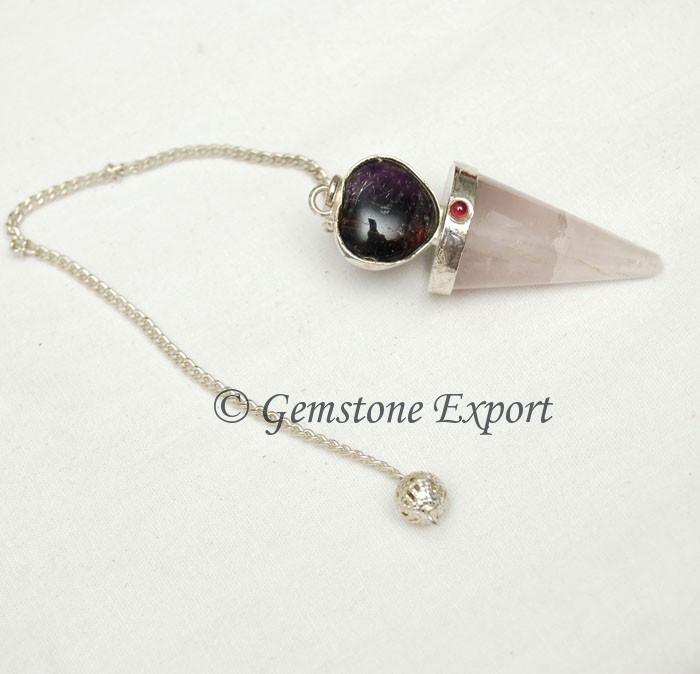 Rose Quartz With Heart Pendulums