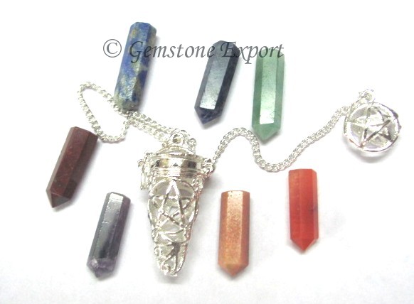 Seven Chakra Cage Pendulums Silver