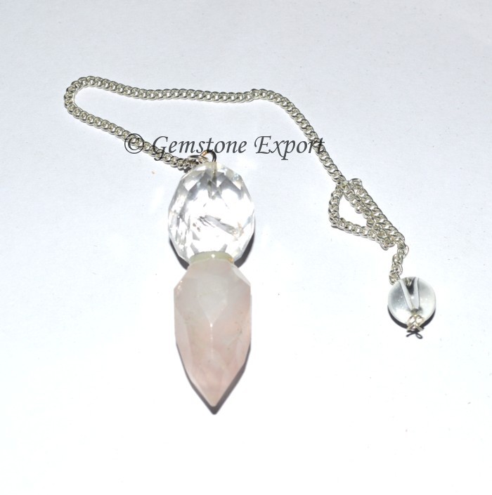 Rose Quartz With Crystal Pendulums