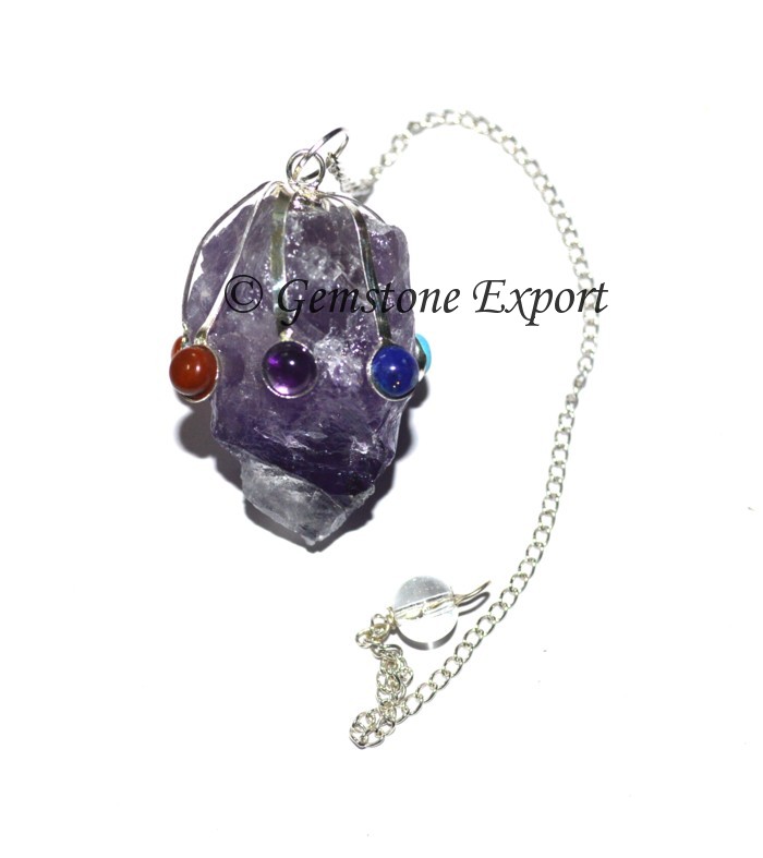 Amethyst Quartz with Seven Chakra Pendulums