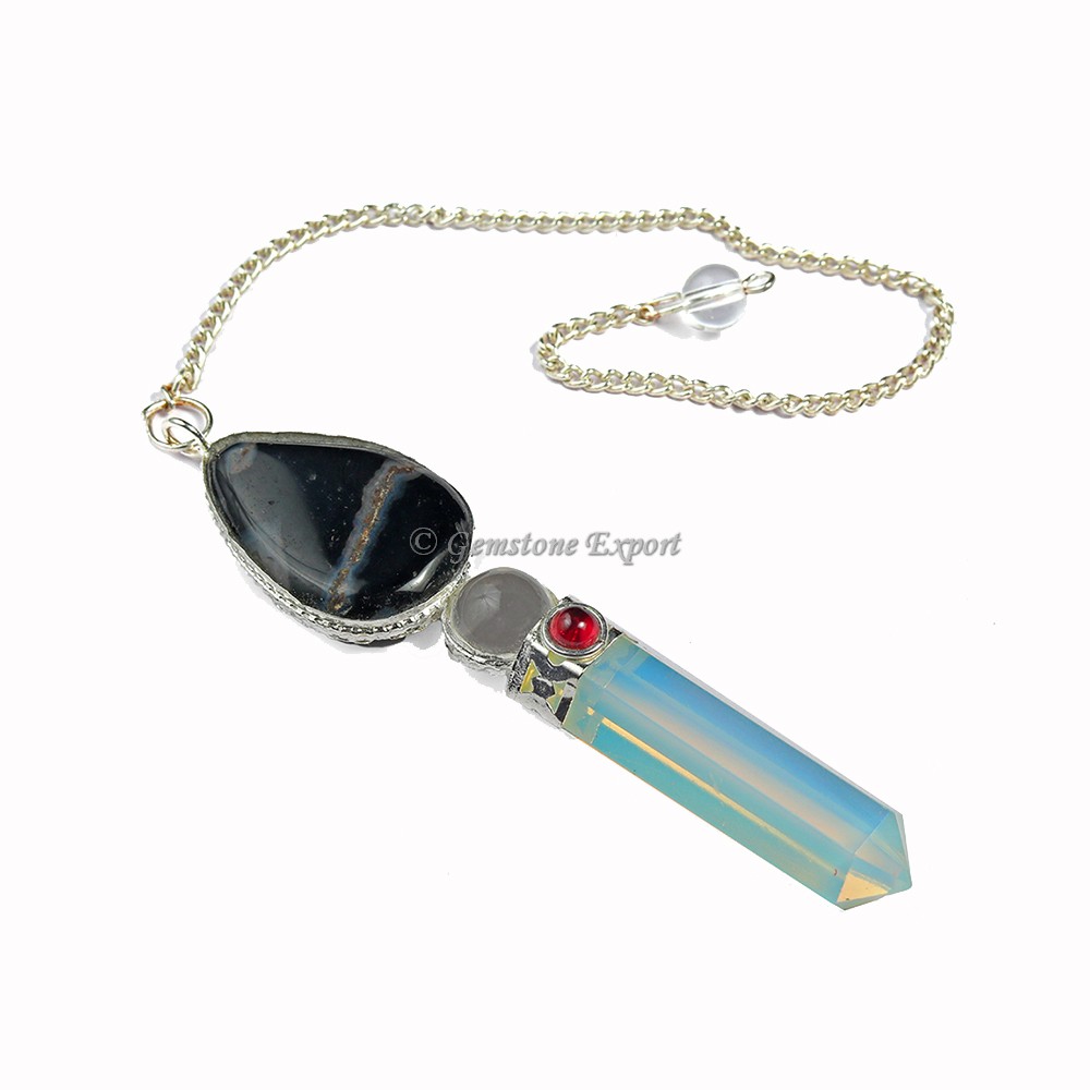 Opalite With Black Agate Tear Drop