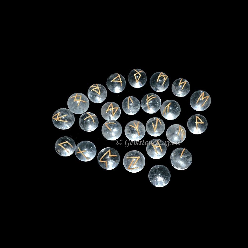 Crystal Quartz Sphere Futhark Rune Divination Set