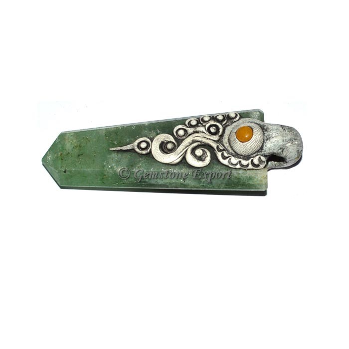 Green Jade Flat Pencil Tibetan Pendants