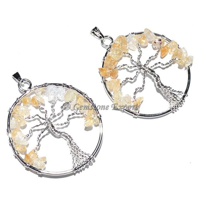 Citrine Quartz Tree of life Pendants