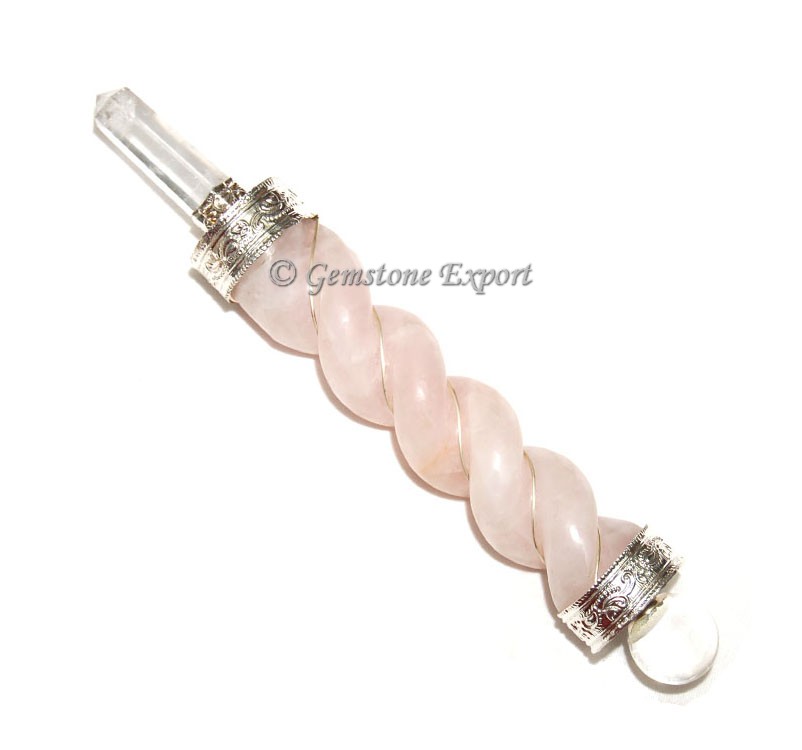 Rose Quartz Twisted Healing Wands