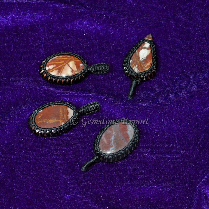 Fancy Jasper Wire Wrap Pendants