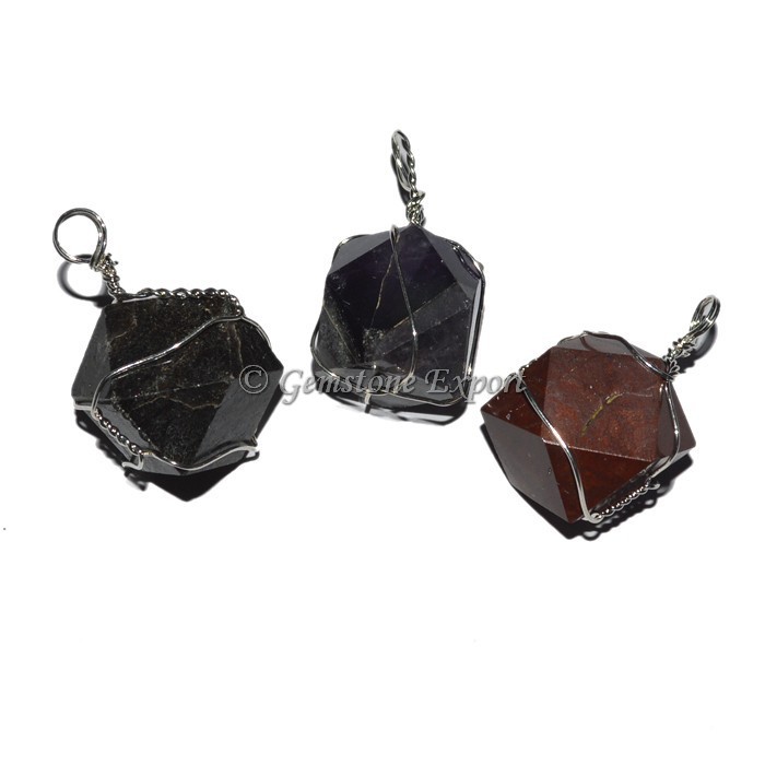 Faceted Square Wire Wrap Pendants