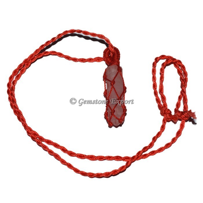 Rose Quartz Cord Wire Wrap Pendants