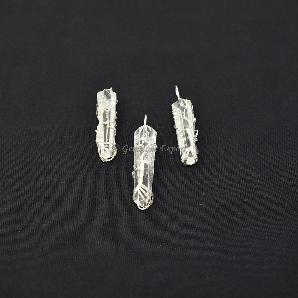 Crystal Quartz Vogel Wire Wrap Pendant