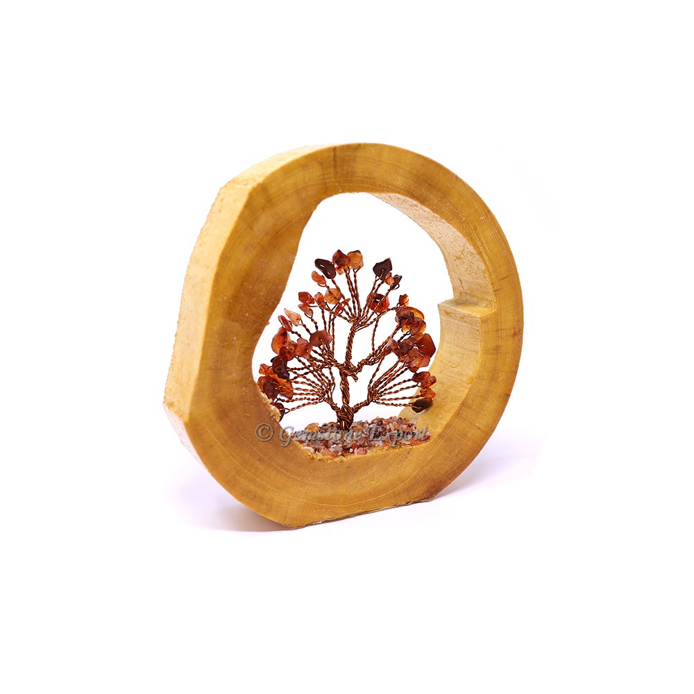Carnelian Tree in Wooden Ring