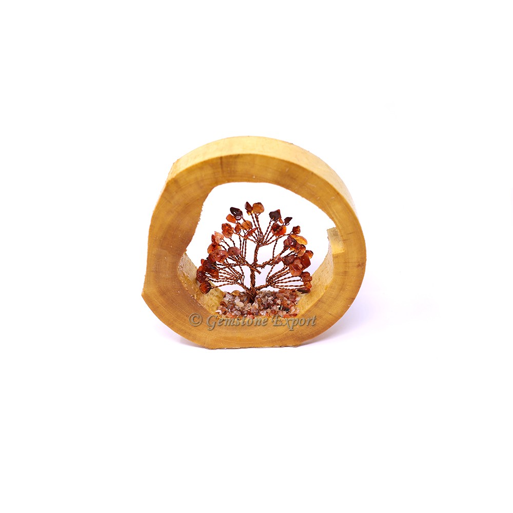 Carnelian Tree in Wooden Ring